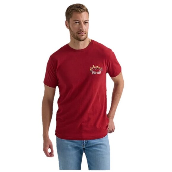 Lee Jeans T-Shirt Men’s Small Graphic Print  Cowboy Skeleton Brick Red Tee - Picture 2 of 13